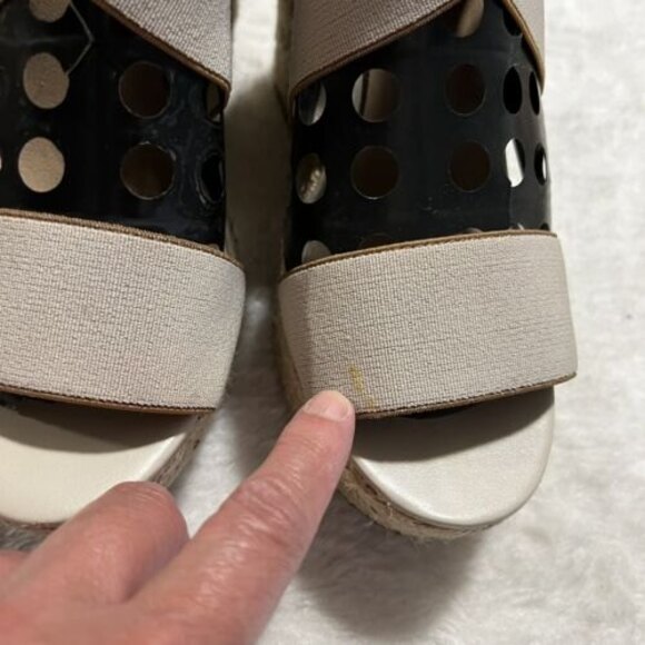 CANDIES Open Toe Beige Espadrille Wedge Platform Heels Elastic Straps Size 7.5M - Picture 6 of 12